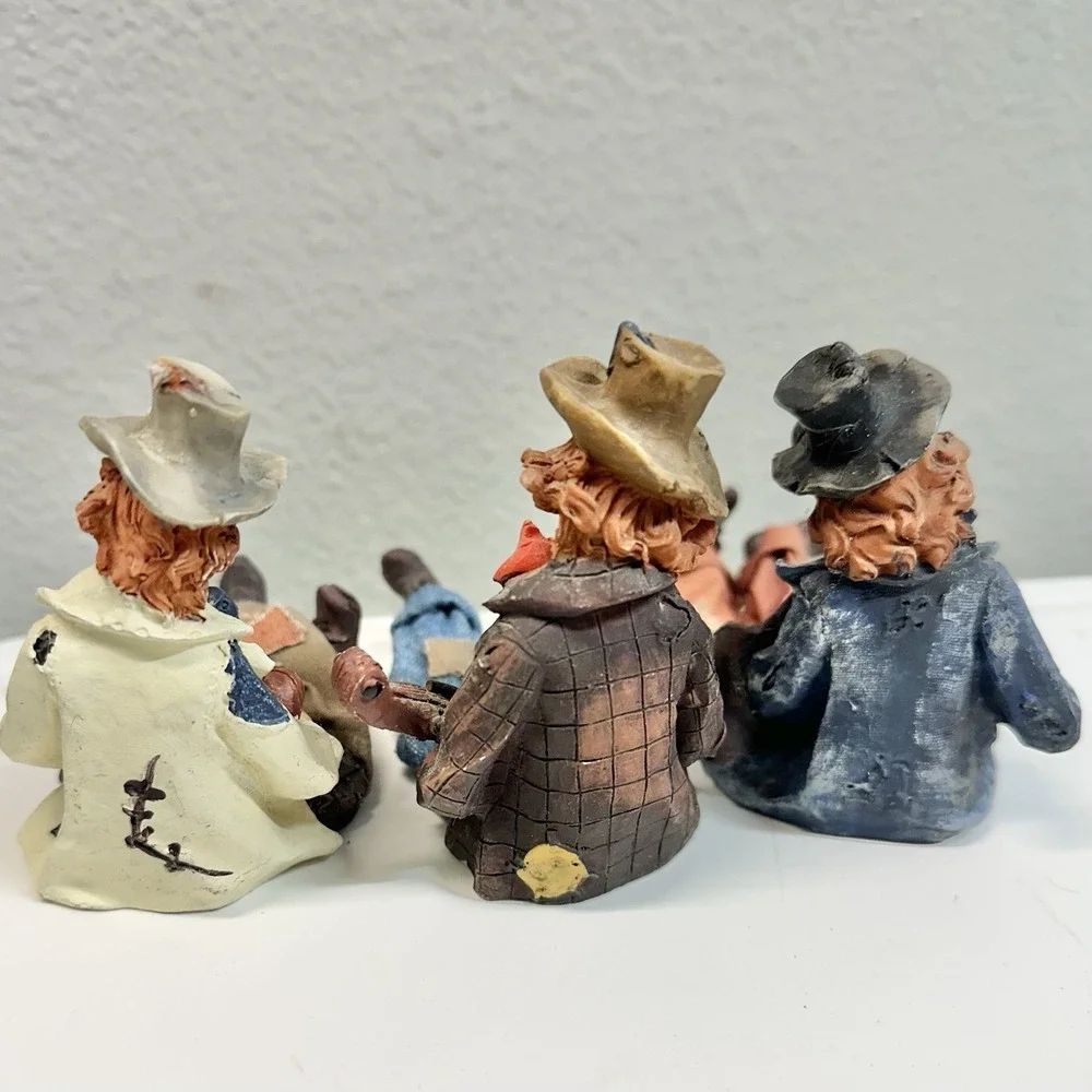 Vintage Shelf Sitter Clown Musicians Set of 3 Resin Fabric Legs 3-3.5